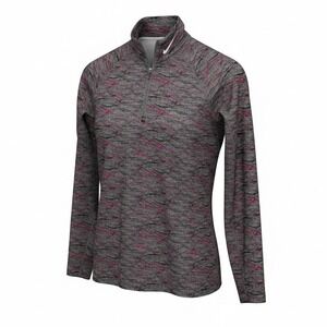 Nike Pro Combat Quarter Zip Pullover Womens Small Grey‎ Pink Dri-FIT Activewear